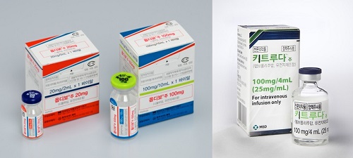 BMS-오노약품의 옵디보(좌)와 MSD의 키트루다(우)
