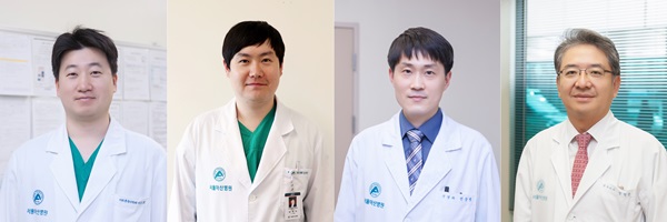 (왼쪽부터)서울아산병원 이은호교수, 남재식 임상강사, 전상범 교수, 정철현 교수